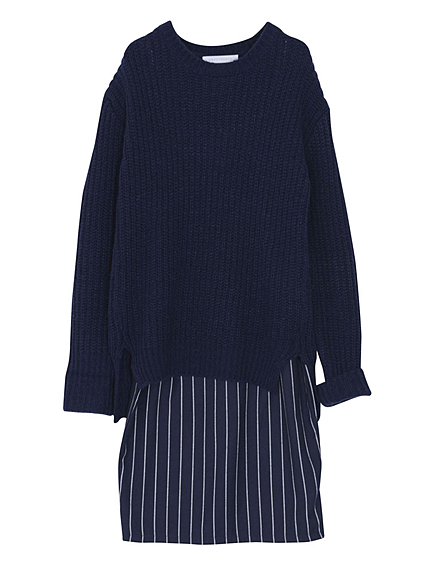 【DUO】 ストライプコンビニットワンピース