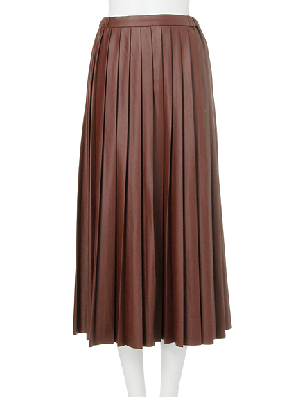 【MODE】フェイクレザーロングプリーツスカート