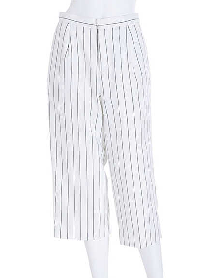 【DUO】 ピンストライプワイドクロップドパンツ