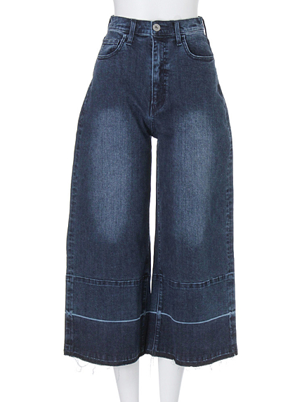 【CASUAL】グラデワイドクロップドデニムパンツ