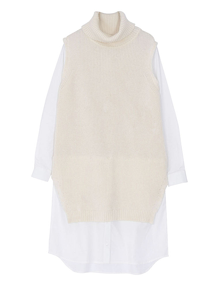 ラムウールシャツワンピ