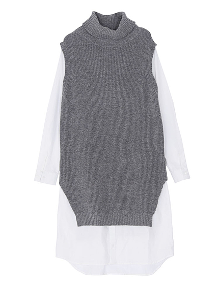 ラムウールシャツワンピ