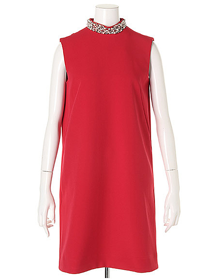 ビジュー取り外しサックワンピース