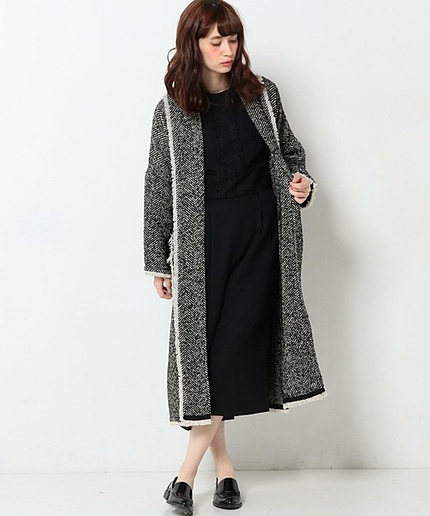 ツイードフリンジコート/AEFC TWD フリンジ CT