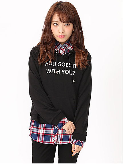 ロゴパーカー+チェックシャツSET