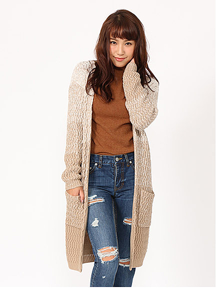 Mixグラデーションロングニットトッパー