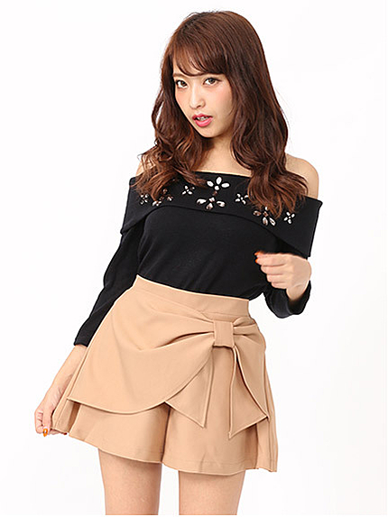 リボンモチーフ付きキュロット