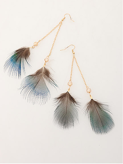 ダブルフェザーチェーンピアス