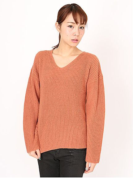 毛混Vネックニト