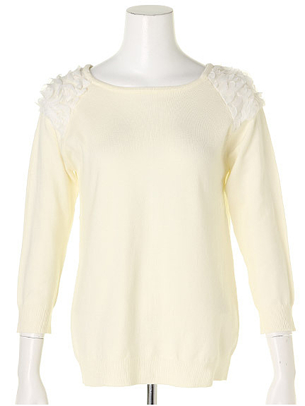 バックZIPシフォン切替ニット