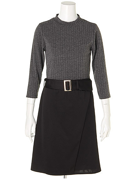 リブカットラップデザインワンピ