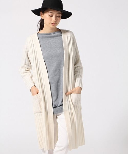 7Gワイドリブロングカーディガン