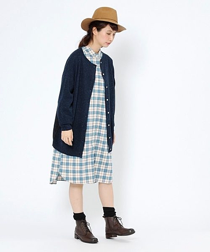 コットン両面起毛シャツワンピース