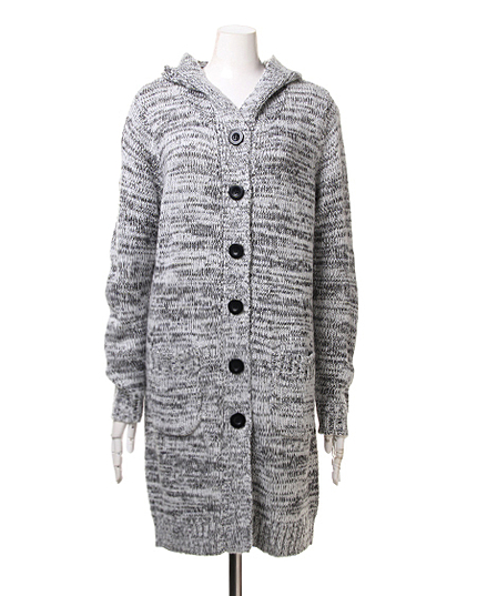 【美人百花11月号鈴木えみさん着用】杢フードロングカーディガン