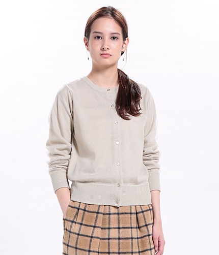 チュール付きニットカーディガン