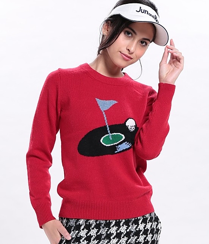 【Regina2015秋冬号掲載】 レコードモチーフインターシャニット