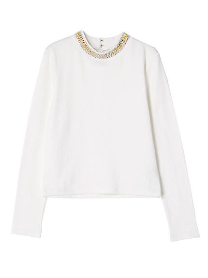 ビジュー付ハイネックTOPS