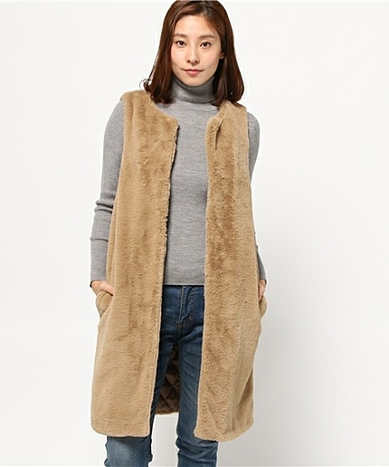 フェイクファーベスト/AEBC Fファー N/C ベスト