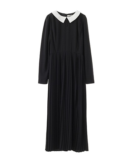 レトロ衿付きプリーツOP