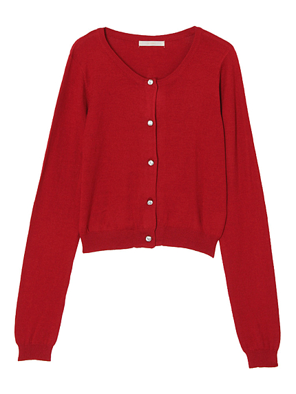 ビジューボタンショートカーデ