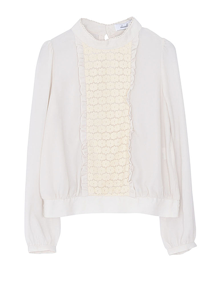 【dazzlin】ハイネックレース切替ブラウス