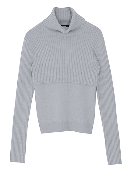 タートルネックレイヤーニット