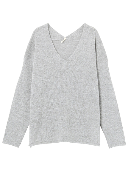 Vネックワイドニット