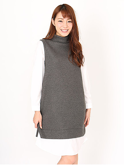 シャツ切替フリースタートルワンピ