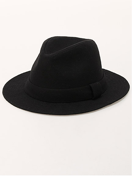 毛混リボン中折れハット