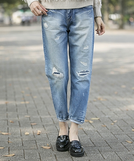 Made in JAPAN/ダメージボーイフレンドデニム