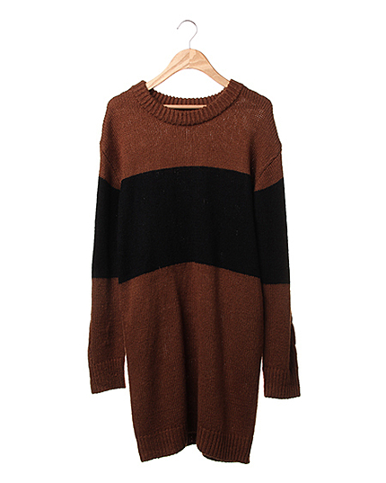配色ニットチュニック／ワンピース（ＯＵＴＬＥＴ）