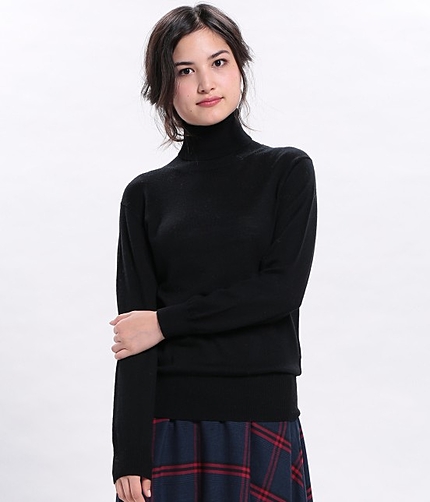 【洗えるウール】タートルネックニット