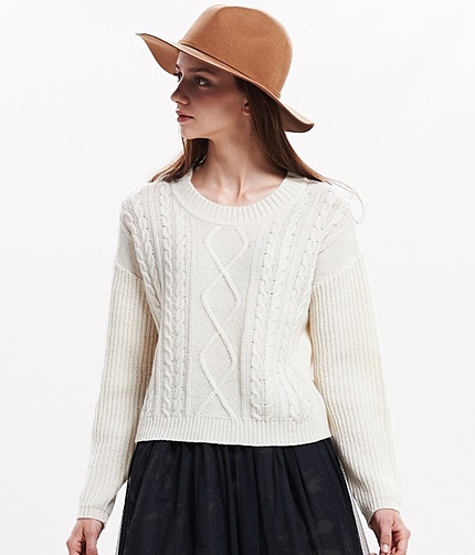 【non-no12月号載】 ウール混アラン柄ニットプルオーバー