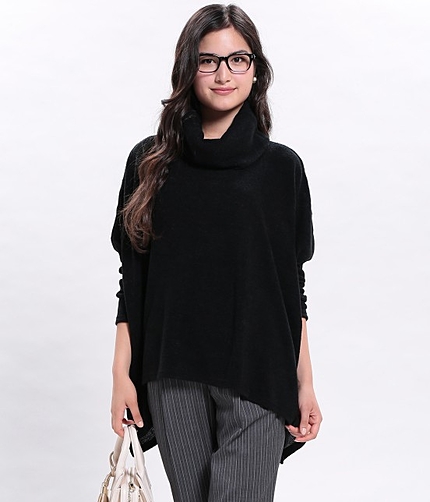 ニットソーオフタートルポンチョ