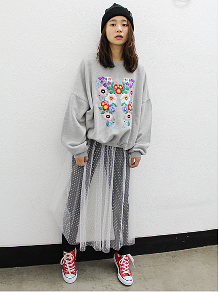 刺繍スウェットチュニック