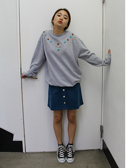 ビジュー裏毛チュニック