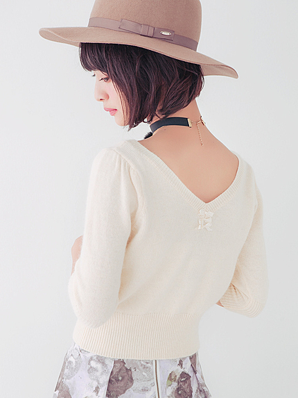アンゴラ混パフスリーブニットTOPS