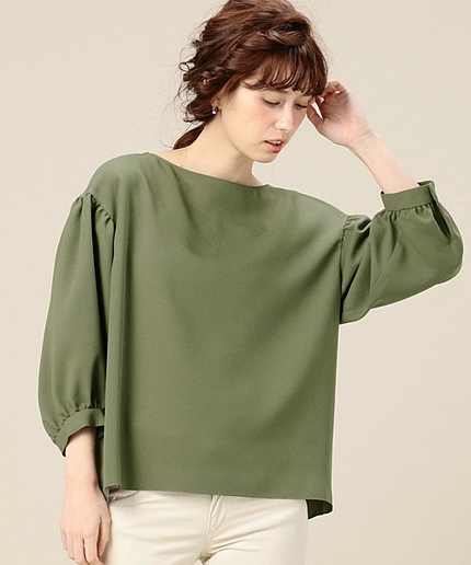 BY バックサテンジョーゼットギャザーブラウス