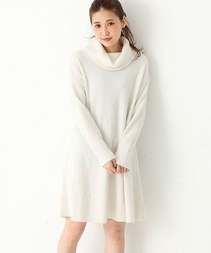 【予約】オフタートルチュニックワンピース/ AEBC　W/NオフタートルチュニックOP