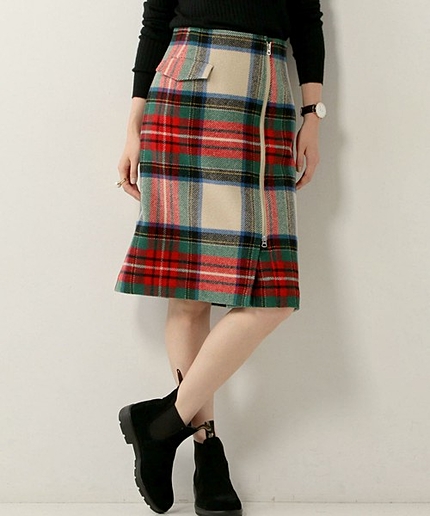 UGBT/K チェック ジップ タイトスカート
