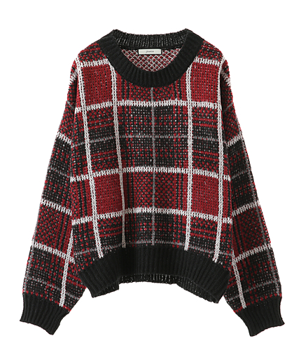 チェックジャガードニット