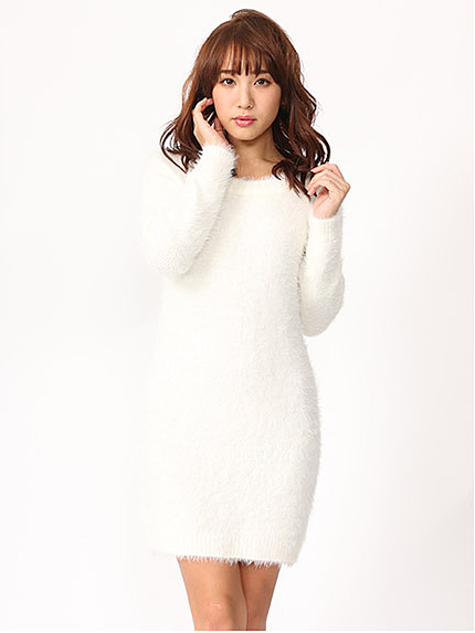 シンプルシャギーニットワンピ