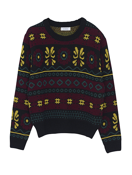 レトロパターンニットプルオーバー