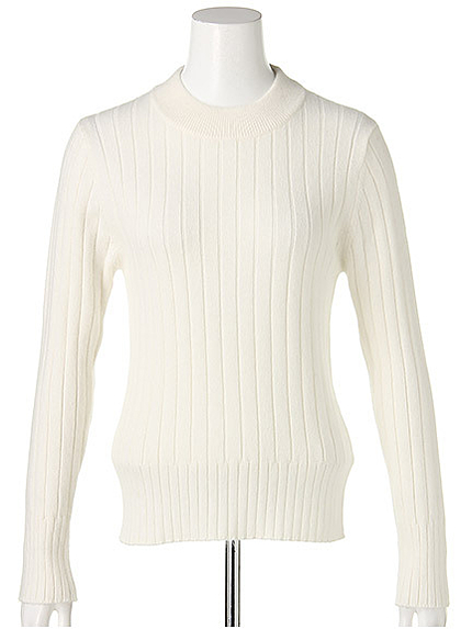 ボトルネックワイドリブニット