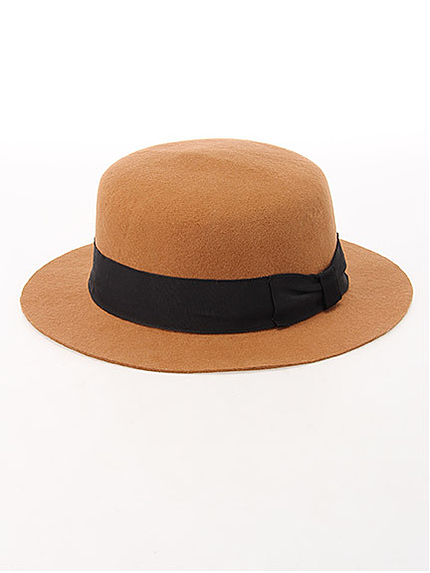 ウールフェルトリボンカンカン帽