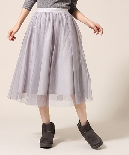 チュールギャザーミディスカート