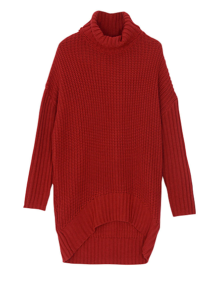 ボリュームタートルニットワンピース