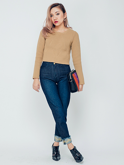 エンブロイダリーロールアップデニムPT