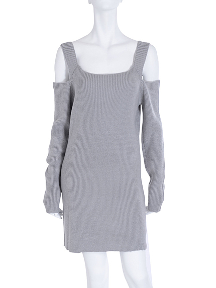 ショルダーカットニットワンピース