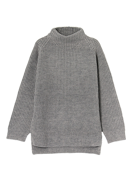 畦編みボトルネックプルオーバー